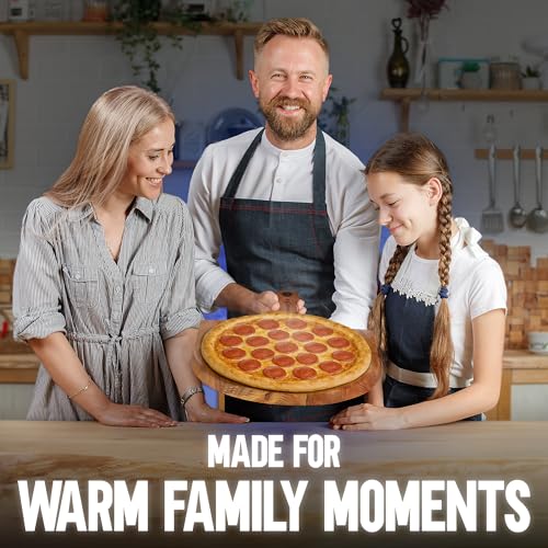 Image of KitchenStar 14-Inch Acacia Wood Pizza Peel - Large Wooden Cutting & Serving Board with Handle - Natural Oil Finish - Ideal Pizza Oven Accessory for Easy Sliding & Prep