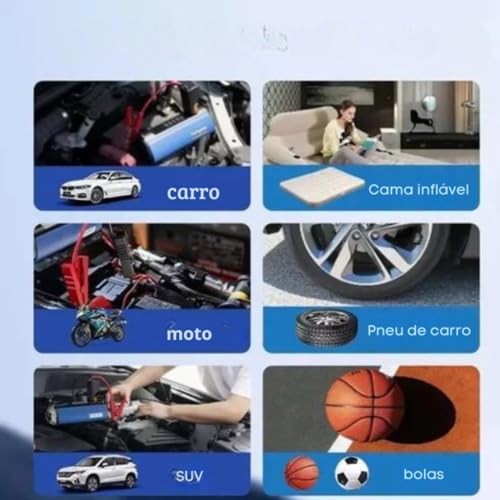 Auxiliar de partida veicular portátil SOS bateria e calibrador compressor bomba de ar portátil digit