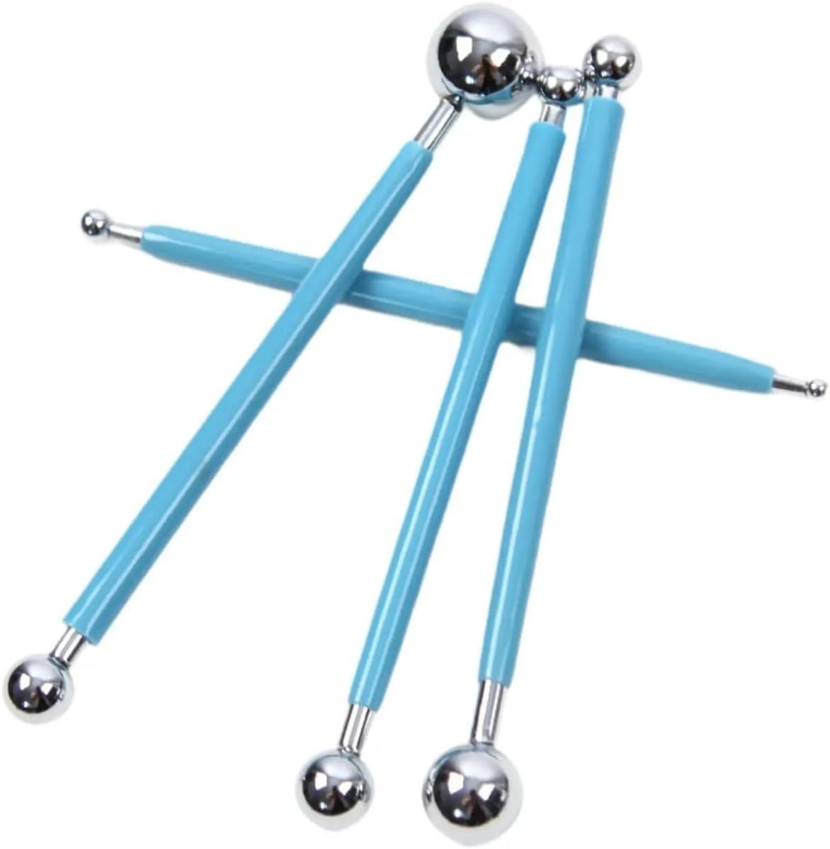 4Pcs Ball Stylus Dotting Tools Sticks Embossing Stylus Sculpture Modeling Tool Double Ended Metal Balls Polymer Clay Tools(Blue)