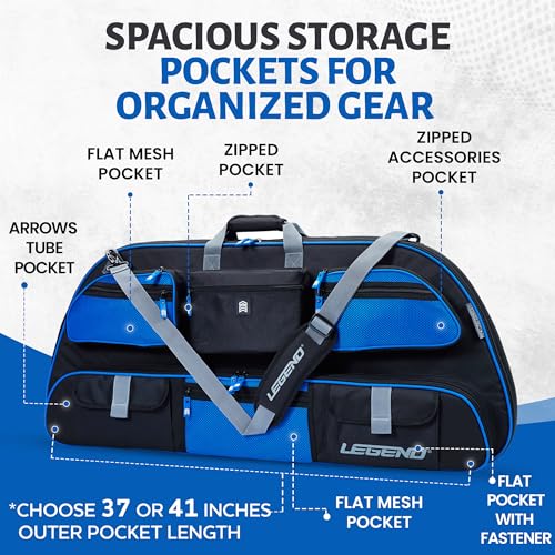 Image of LEGEND Apollo Soft Bow Case - Compound Bow Case with Multiple Storage & Foam Padding, Lightweight Bow and Arrow Case for Archery Accessories, Bow Bag with Arrow Tube Pocket - 40 inch & 44 inch