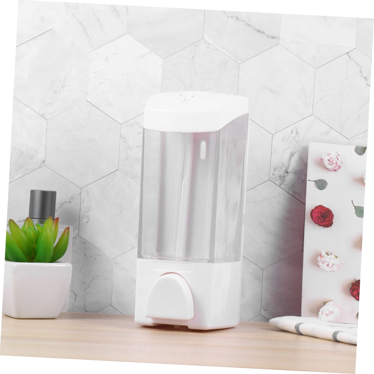 Wakauto 1Pc Wall Mounted Soap Dispenser White Refillable Container for Home Hotel Use Shampoo Holder Versatile Liquid Soap Pump for Shower Bathroom