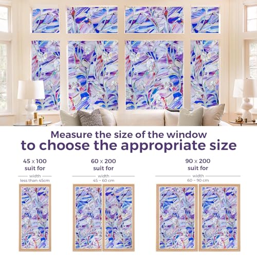Image of SUNBABY Stained Glass Window Film,3D Decorative Window Privacy Film,Window Decals,Non-Adhesive Heat Control Anti UV Vinyl Static Clings,17.1 x 118 Inches