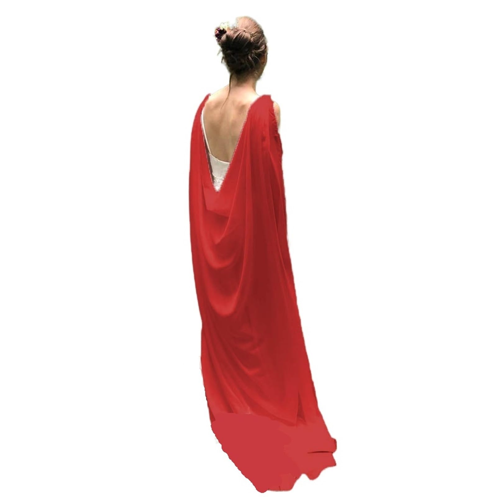 Capa larga de gasa para boda, para fiesta, dama, baile, chal simple de doble hombro con alfiler