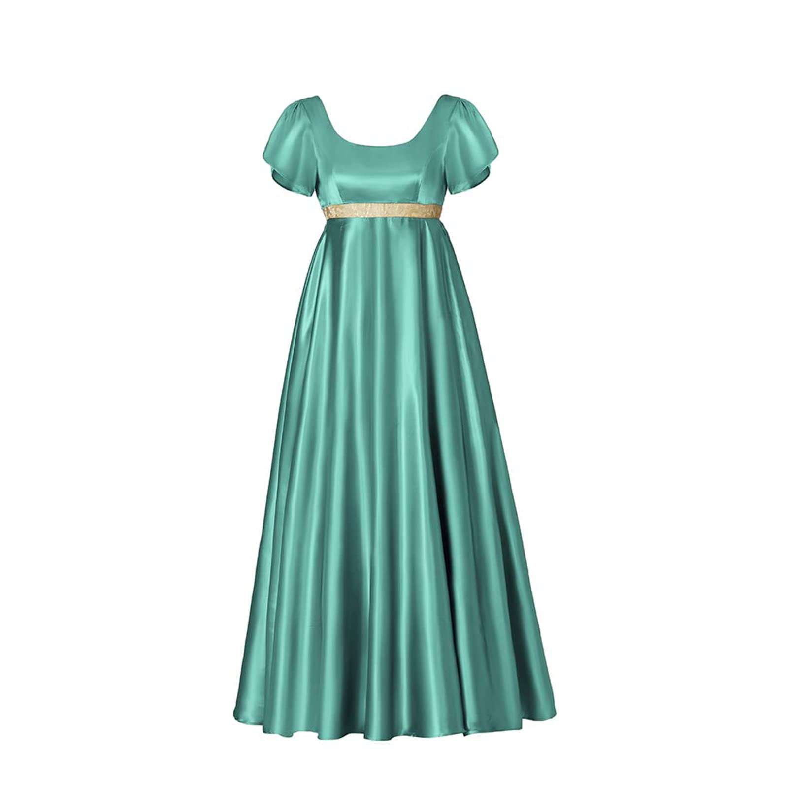 Gothden Abito da donna vintage Regency a vita alta retrò Regency abito da donna retrò nastro increspato maniche a sbuffo