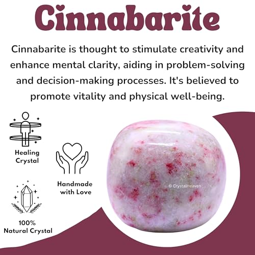 Image of Certified Cinnabarite Crystal Healing Tumbled Stone, Natural Polished Crystals for DIY Crafts, Manifestation, Meditation, Pooja Feng Shui and Reiki Healing (30 Grams)