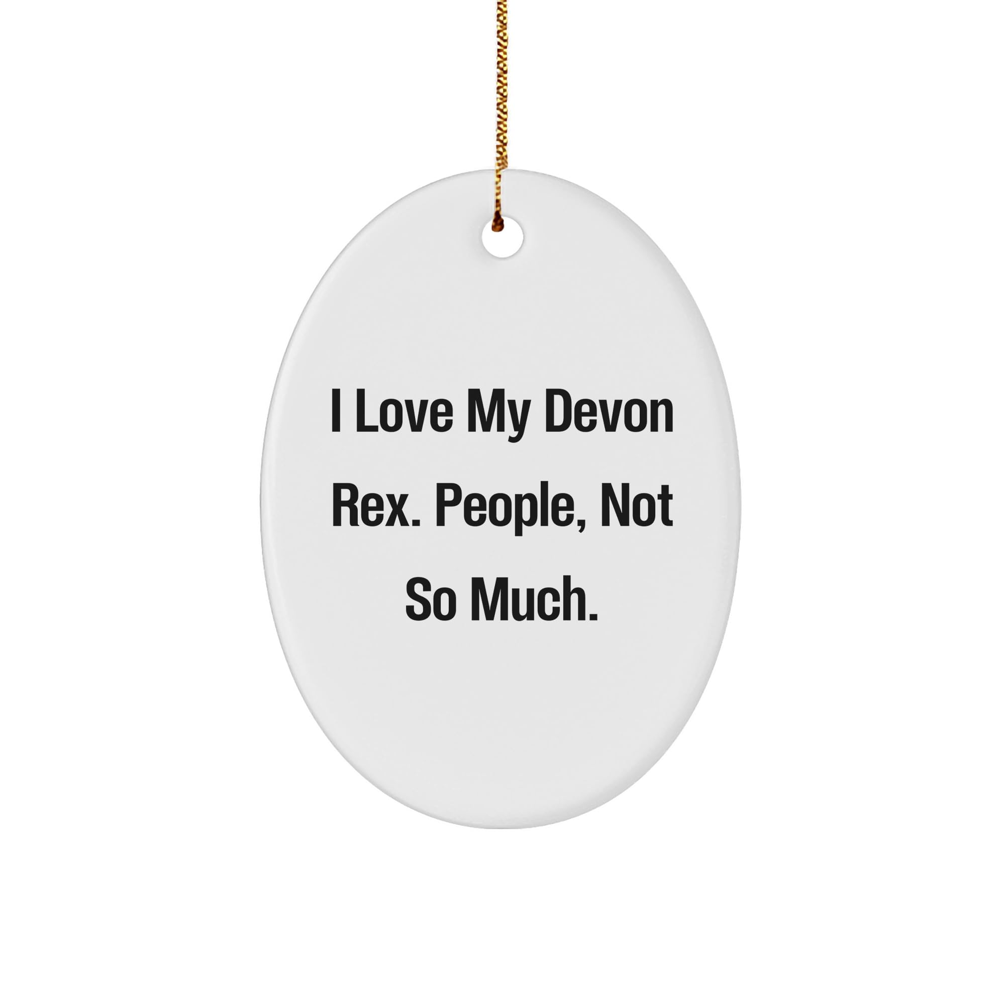 Devon Rex Cat Oval Ornament, I Love My Devon Rex People Not So Much, White Ceramic Gift for Christmas