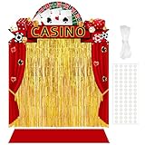 VitalCozy 7pcs Casino Party Decorations Casino Night Party Porch Banners Red Rug Gold...
