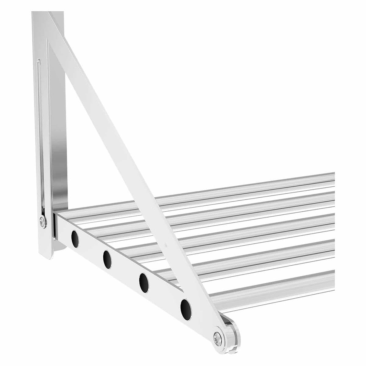 Allpax Edelstahl Wandbord 80 x 30 cm - klappbares Stangendesign - Belastbarkeit 40 kg - inkl. Befestigungsmaterial - Edelstahlregal für die Gastro, Küchenregal, Hängeregal
