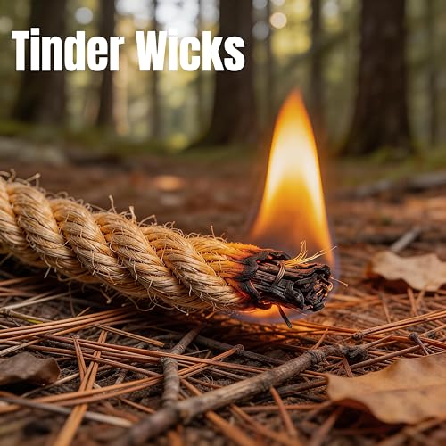 Fire Starter Survival Kit – 4 Ferro Rods (4", 3.2", 2×2.4"), 2 Strikers, 2 Tinder Wicks (13" Each), and 2 Paracords (40“ Each). Flint and Steel Emergency Tool. - Image 6