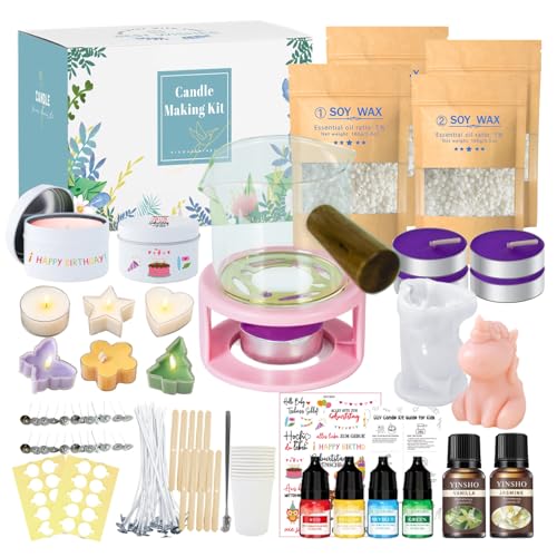 Susanou Kids Candle Making Kit - DIY Soy Candle Making Complete Kit with Wax Warmer Soy Wax Scents Dyes & Unicorn Molds Fun Arts Crafts Supplies for Girls and Boys Creative Birthday Holiday Gift