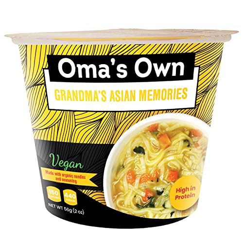 Oma’s Own Organic Ramen Style Instant Rice Noodle Cups, Asian Memories Flavor, Healthy, High Protein, Vegan Vegetarian, Gluten Free, Product of USA (Asian Memories 12 Count)