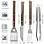 5pcs BBQ Grill Accessories Set - Stainless Steel Grilling Tools with Ergonomic Wooden Handle Includes Spatula, Tongs, Knife, Fork & Carry Bag, Grill Tools Set BBQ Utensils Gifts Set for Men Dad