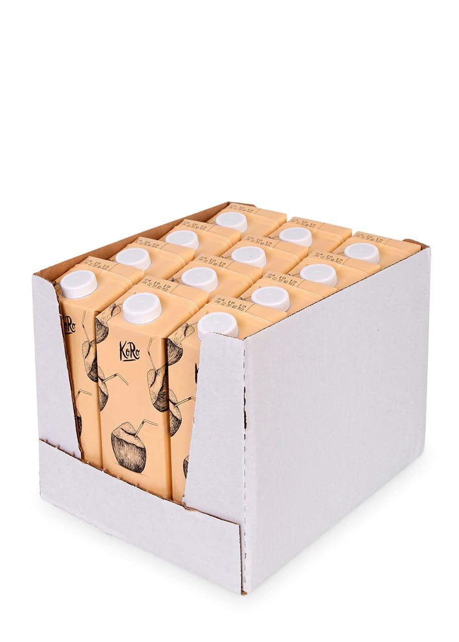 KoRo - Acqua di cocco bio 12 x 1 L - senza zuccheri (contiene naturalmente zuccheri) e conservanti - per cocktail, mocktail, gelati e sorbetti