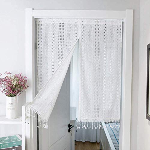 Cortinas de cocina blancas opacas y estilo bistró rústico para ventanas pequeñas 3