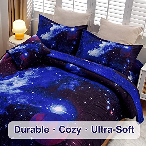 Image of A Nice Night 3D Galaxy 6Pc Queen Kids Bedding Outer Space Comforter Set