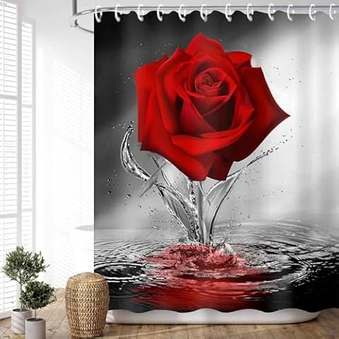 JAWO Romantic Floral Shower Curtain 72x72 Cover