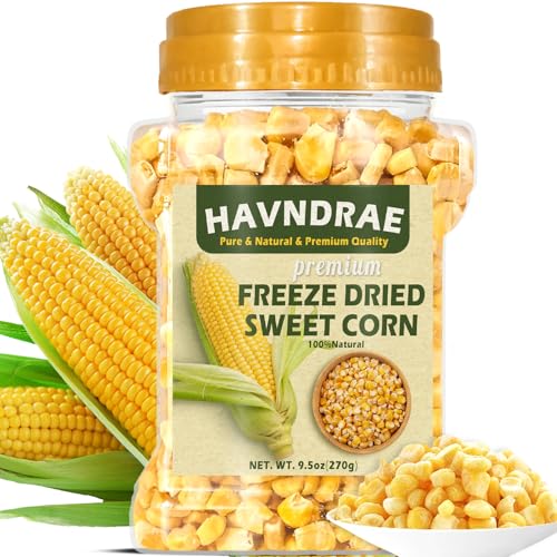 9.5oz Freeze Dried Sweet Corn Kernels Super Sweet Dehydrated Yellow Corn Single-Ingredient Vegan Dried Vegetable for Salad Soup perfect for Everyday Meals and Camping