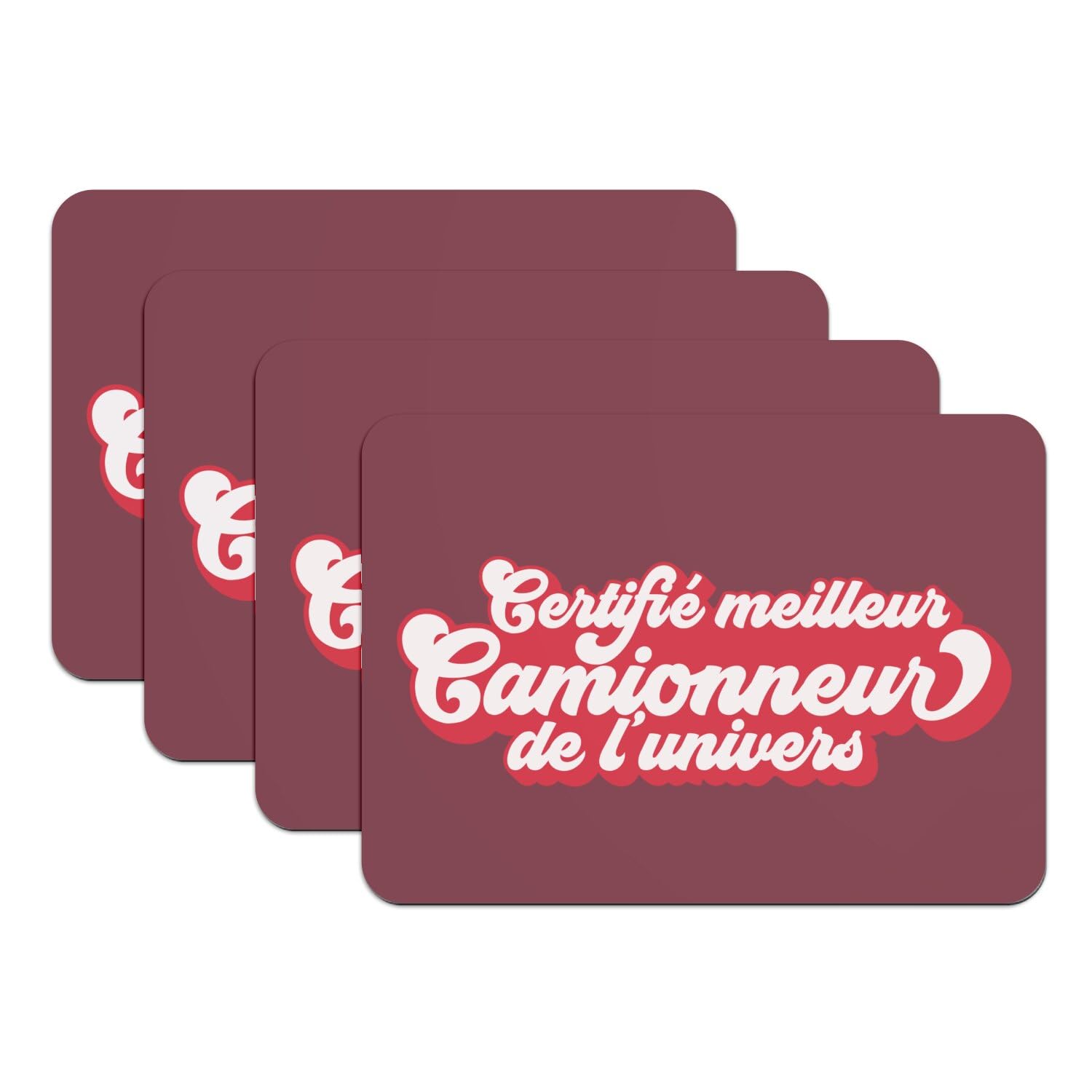 Set de table rouge en caoutchouc pour camionneur | Grand format 39,5x28,5 cm x4