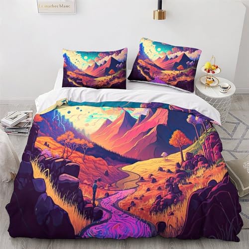 Housse de couette psychédélique 3 pièces douce et infroissable