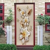 🌿 Tamaño de la pegatina de puerta | tamaño total: 80 x 200 CM / producto consta de dos partes, cada una con un tamaño: 40 x 200 cm, que puede combinar y combinar libremente de acuerdo con sus preferencias personales para crear un efecto de fachada único. La instalación es simple, basta con seguir las instrucciones para alinear y pegar las dos partes.