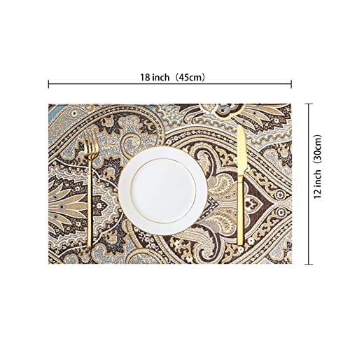 Image of Placemats for Dining Table Set of 12, Heat Resistant and Antiskid Table Mats Washable, Printed Place Mat for Home Kitchen Table Decor (45x30 CM) Coffee