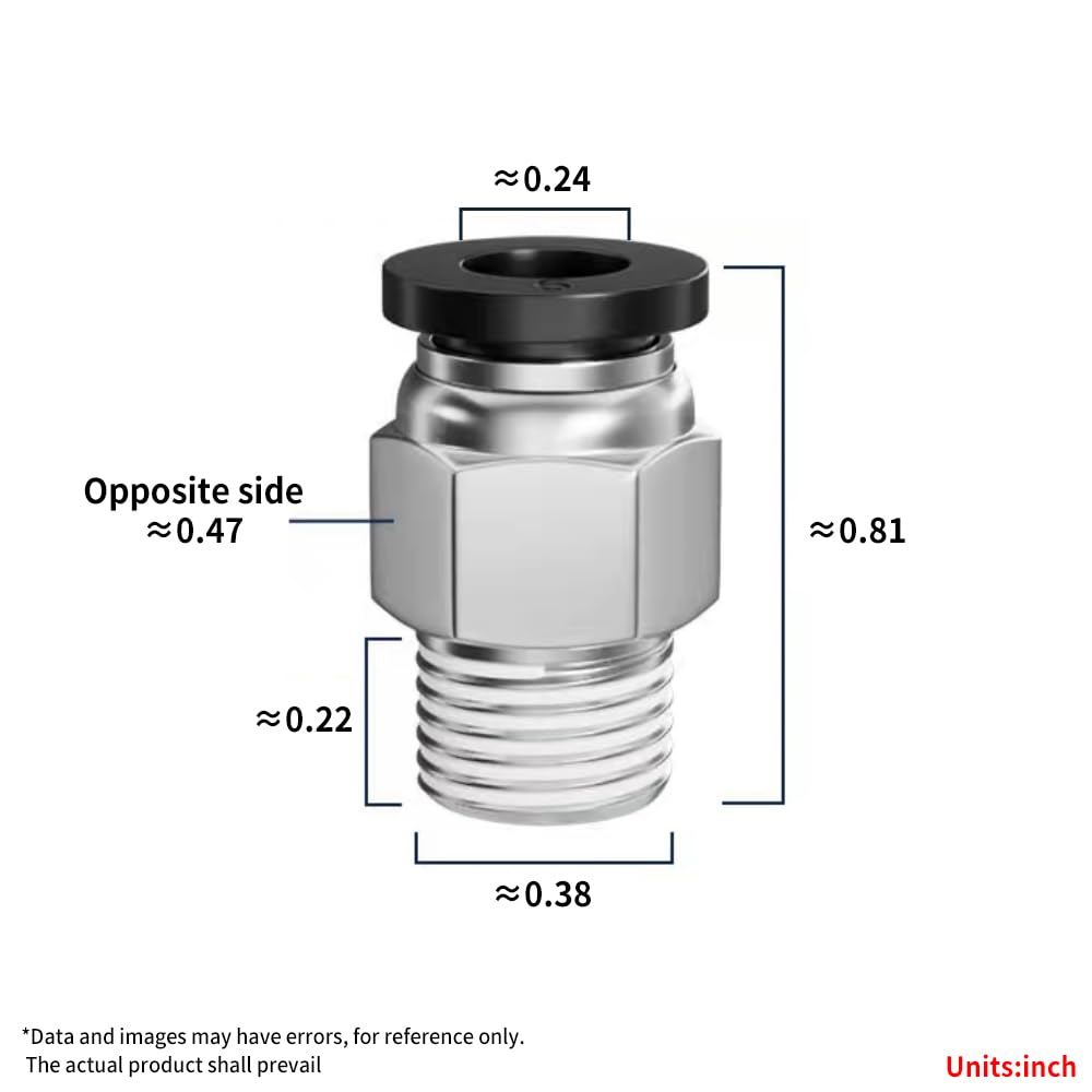 NANLACH Pneumatic Black Push Connect Fittings 1/4 Inch Tube OD x 1/8 Inch NPT Air Push Connect Tools Pneumatic Hose Fittings(Pack of 5)
