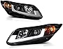 [For 2012-2015 Honda Civic] OLED Neon Tube Black Projector Headlight Headlamp Assembly, Driver & Passenger Side