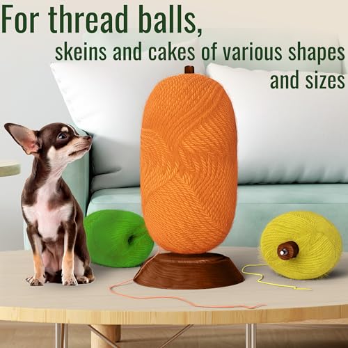 Image of BARVA Yarn Holder Set 22 Lb Capacity for Chunky Yarn w /Extra Spindle | Smooth Bearing Spinner & Big Rubber Anti Slip Pads for Stability | European Wood Crochet Accessories & Fiber Crafts Pro Tools