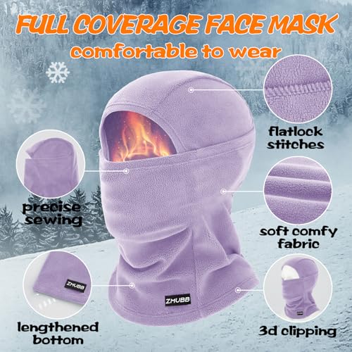 Kids Fleece Balaclava Ski Mask,Face Mask Neck Warmer for Boys Girls,Windproof Face Cover for Cold Weather Skiing Cycling4