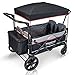 WONDERFOLD X4 Multi-Function Pull & Push 4 Passenger Quad Stroller Wagon with Removable Canopy, 5-Point Harness, and Reflective Safety Strip (Black, 4 Seats)