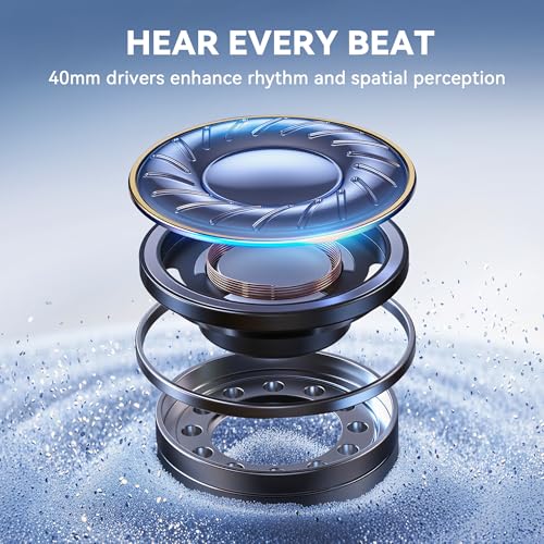 Image of Bluetooth Headphones, Noise Cancelling Headphones Wireless Over Ear -White