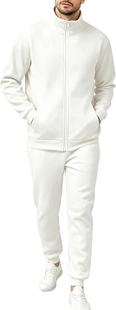 TUVEKE Mens fleece Tracksuits Casual Zip up jacket Sweatsuit Mock Neck Sweatshirts Long Sleeves Pocket Sport Sweat suits
