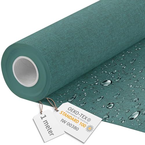 DreamRoots Tissu imperméable extérieur au metre 160 cm Largeur - Toile exterieure impermeable 100% de polyester 600D 220g/m - Tissus au metre ameublement Sea...