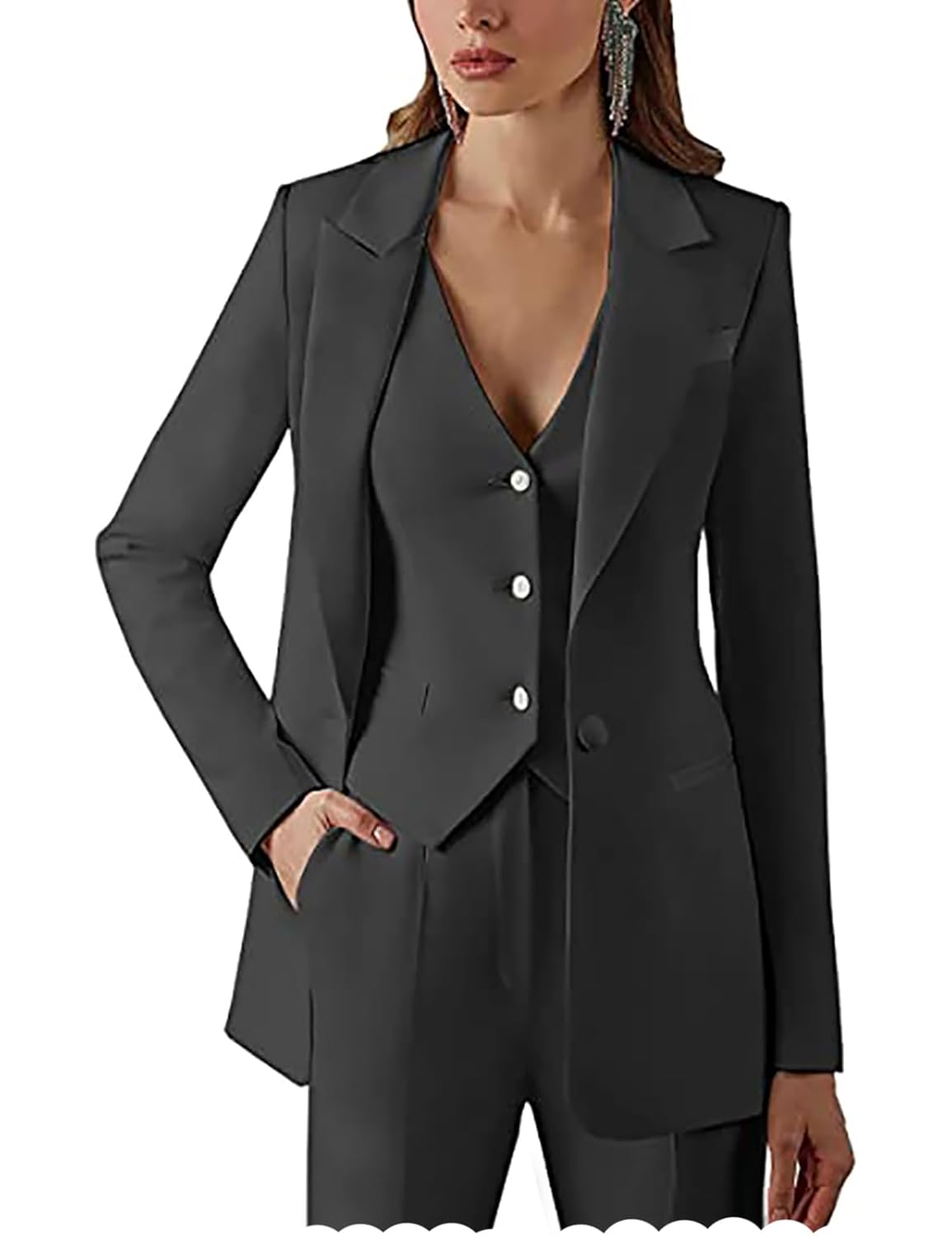 Womens Business Pant Suit One Button Blazer Set Pant Suits for Women Dressy Pants Suit for Office