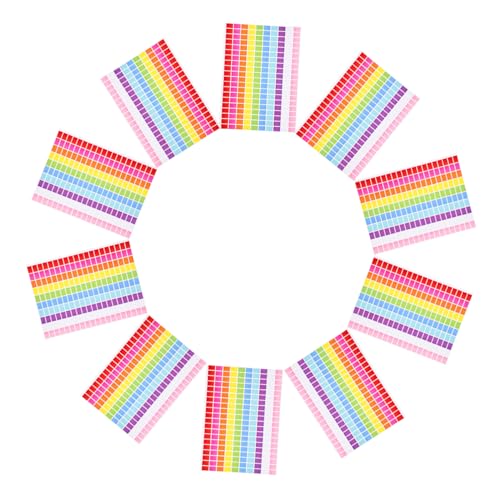 NUOBESTY 10sheets Removable Label Stickers Rectangular Coding Stickers for Office Classroom Home Organization Colors Sheet