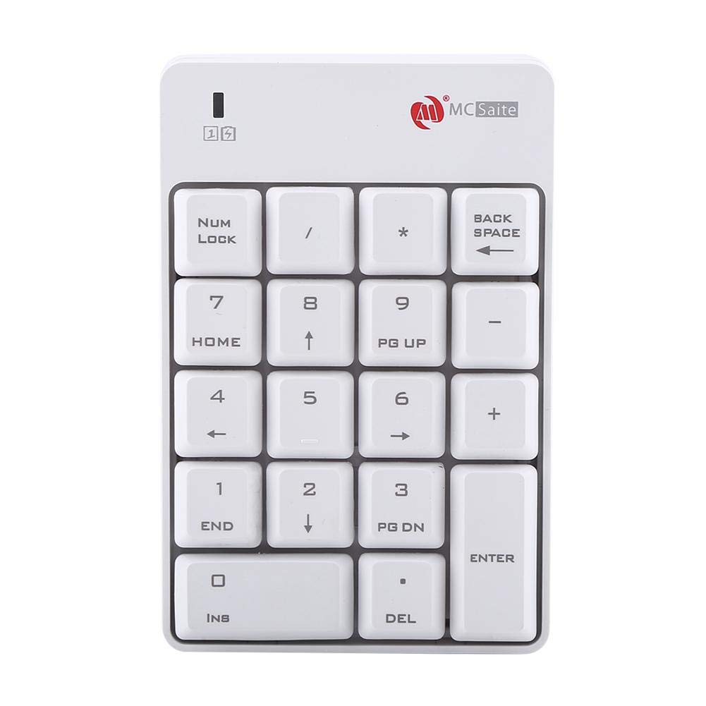 Sxhlseller Blok numeryczny - 2,4 GHz bezprzewodowa klawiatura numeryczna USB klawisze numeryczne 18 do komputera, komputera stacjonarnego, komputera, notebooka (biała)