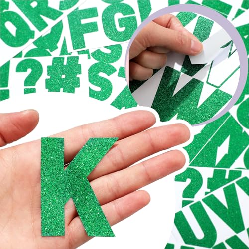 Image of Harloon 232 Pcs Large Glitter Letter Stickers 24 Sheets Classroom Bulletin Boards Decorations Big Font Alphabet Letter Self Adhesive Letters Stickers Back to School Decor DIY Craft(Green,2.5 Inch)