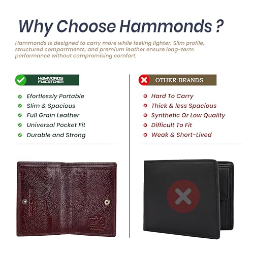 Image of HAMMONDS FLYCATCHER Genuine Leather Card Holder for Men and Women Slim RFID Blocking Bifold with 6 Card Slots Cash Compartment Compact Credit Debit Card Case Minimalist Pocket Organizer