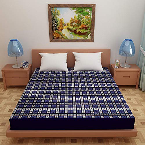 Image of Lithara Water Proof Terry Cloth Printed Mattress Protector 84x72 Inch for King Size Bed | Water Resistant Fitted Mattress Cover (Blue Pack of 1)