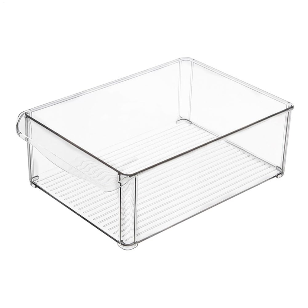 Vgvgaj Transparent And Visible Freezer Storage Bins With Lids 30x20x10cm Stackable PET Fridge Drawer Organizer For Eating Organization And Storage
