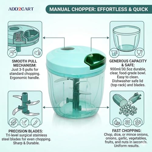 Image of ADD2CART Plastic Manual Vegetable Chopper for Kitchen, Vegetable Cutter for Kitchen, Onion Cutter, Onion Chopper (Multi Colour) (900 ml)