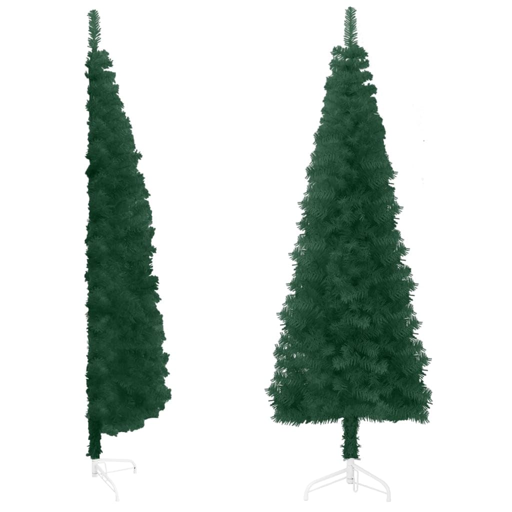 vidaXL Slim Artificial Half Christmas Tree with Stand Holiday Ornament Christmas Decoration Slim Xmas Tree Holiday Decoration Green , 180 x 49 cm