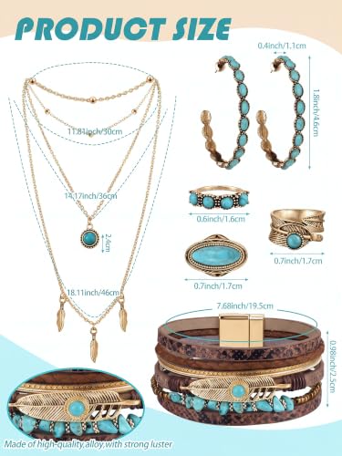 Image of Ecally Western Turquoise Jewelry Set for Women