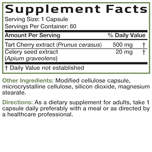 image for Bronson Tart Cherry Extract + Celery Seed Capsules - Powerful Uric Aci