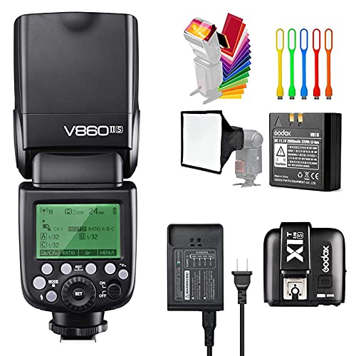 Best Quality 🔥 GODOX V860II-S High-Speed Sync GN60 2.4G TTL Li-ion Battery Camera Flash Speedlite Speedlight with X1T-S Wireless Trigger Transmitter Compatible for Sony Cameras &Softbox,Filter, USB LED