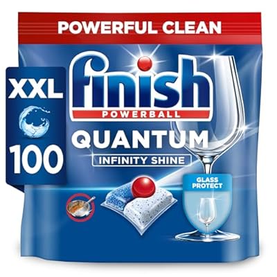 Finish Powerball Quantum All in 1 Pastillas para el lavavajillas todo en 1  limpieza profunda y brillo superior  100 pastillas