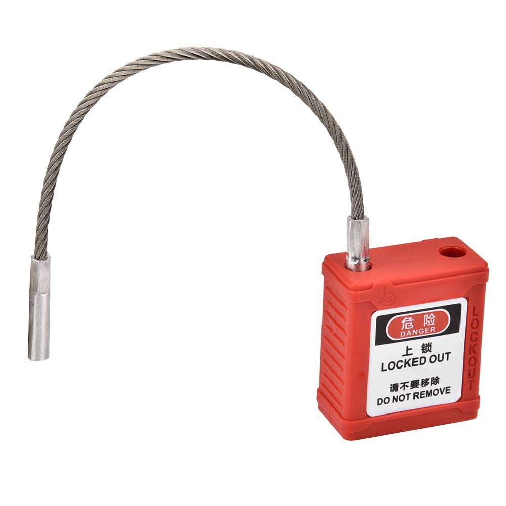 Lockout Padlock, 1Pcs Padlocks with 2 Keys Engineering Safety Padlock Rope Long Distance Lockout Tag Out Isolation Lock, Red - Image 3
