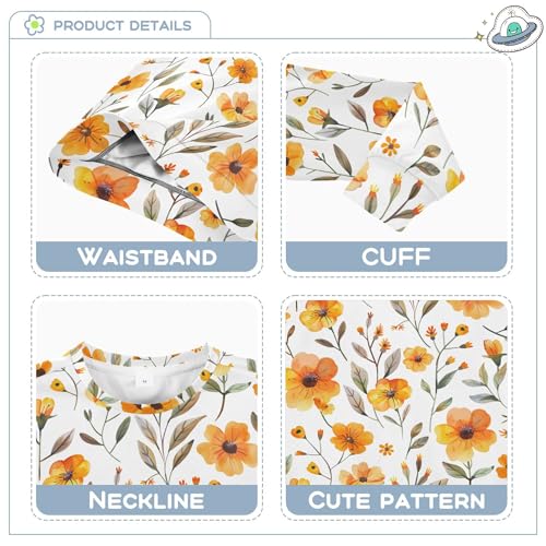 JUNZAN Cute Summer Orange Yellow Flowers Kids Girls Hoodie Sweatshirt Fleece Boys Sweat Shirt Camping 4T3