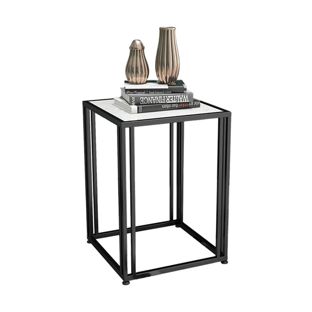 Table basse ronde carrée en marbre noir et doré 45x45x56 cm