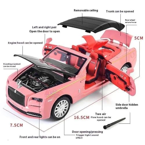 Image of Alokik 1:32 Rolls Royce Dawn Die-Cast Metal Pull Back Car with 2 Openable Doors with Sounds and Lights Toy Decoration Car Best Gift Toys for Kids【Black】